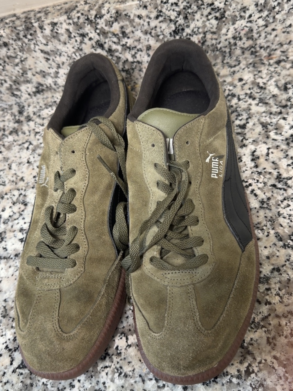 PUMA Liga Suede Olive Green Retro Sneakers Size 12